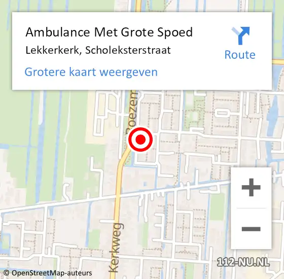 Locatie op kaart van de 112 melding: Ambulance Met Grote Spoed Naar Lekkerkerk, Scholeksterstraat op 4 juli 2024 15:45