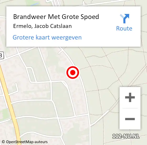 Locatie op kaart van de 112 melding: Brandweer Met Grote Spoed Naar Ermelo, Jacob Catslaan op 4 juli 2024 15:46