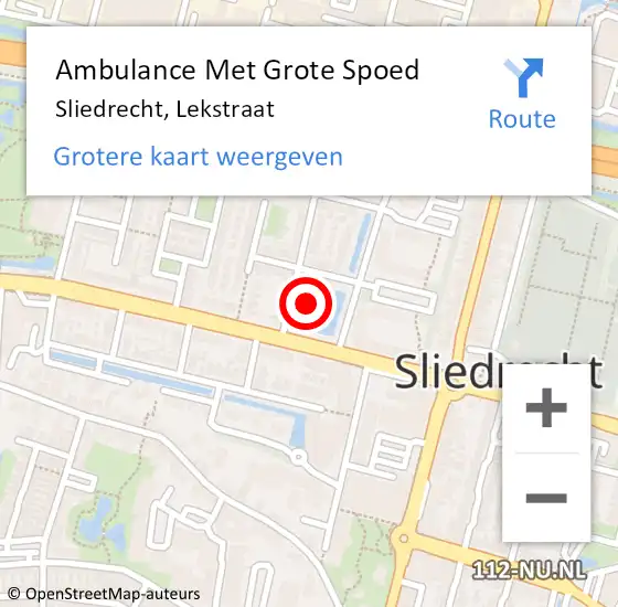 Locatie op kaart van de 112 melding: Ambulance Met Grote Spoed Naar Sliedrecht, Lekstraat op 4 juli 2024 15:49