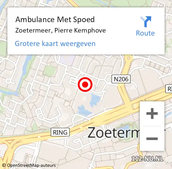 Locatie op kaart van de 112 melding: Ambulance Met Spoed Naar Zoetermeer, Pierre Kemphove op 4 juli 2024 15:50