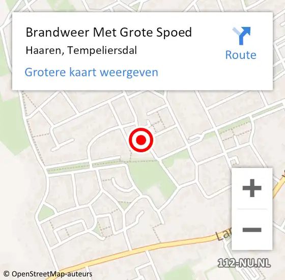 Locatie op kaart van de 112 melding: Brandweer Met Grote Spoed Naar Haaren, Tempeliersdal op 4 juli 2024 16:32