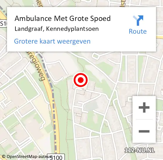 Locatie op kaart van de 112 melding: Ambulance Met Grote Spoed Naar Landgraaf, Kennedyplantsoen op 11 oktober 2014 21:10