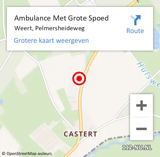 Locatie op kaart van de 112 melding: Ambulance Met Grote Spoed Naar Weert, Pelmersheideweg op 4 juli 2024 16:55