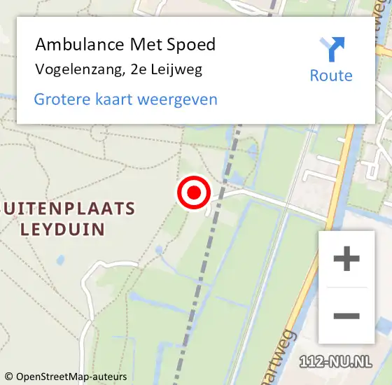 Locatie op kaart van de 112 melding: Ambulance Met Spoed Naar Vogelenzang, 2e Leijweg op 4 juli 2024 17:16