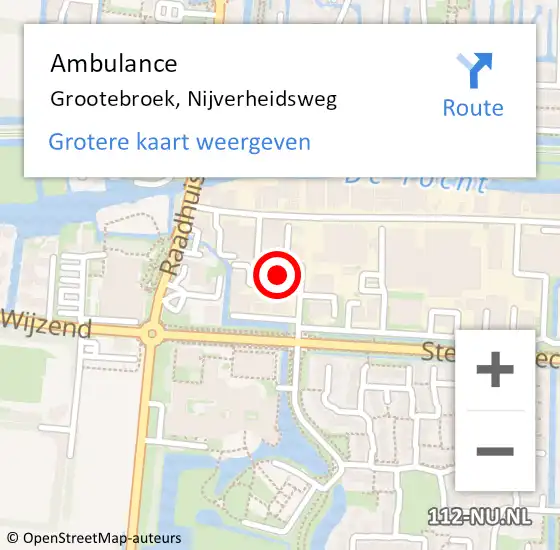 Locatie op kaart van de 112 melding: Ambulance Grootebroek, Nijverheidsweg op 4 juli 2024 17:22