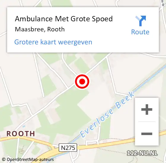 Locatie op kaart van de 112 melding: Ambulance Met Grote Spoed Naar Maasbree, Rooth op 11 oktober 2014 21:14