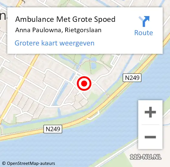 Locatie op kaart van de 112 melding: Ambulance Met Grote Spoed Naar Anna Paulowna, Rietgorslaan op 4 juli 2024 17:25