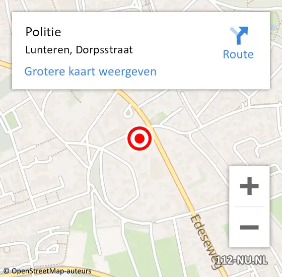 Locatie op kaart van de 112 melding: Politie Lunteren, Dorpsstraat op 4 juli 2024 17:28