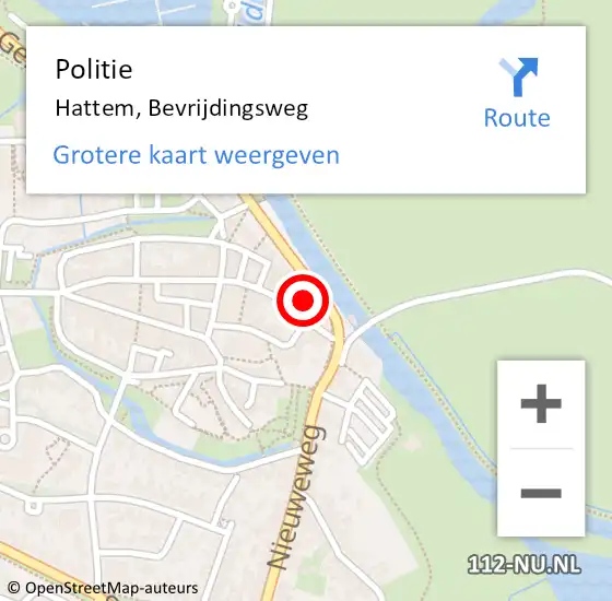 Locatie op kaart van de 112 melding: Politie Hattem, Bevrijdingsweg op 4 juli 2024 17:30