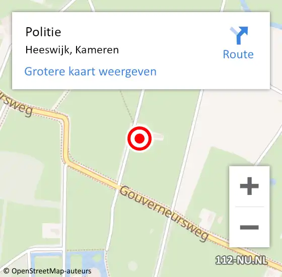 Locatie op kaart van de 112 melding: Politie Heeswijk, Kameren op 4 juli 2024 17:32