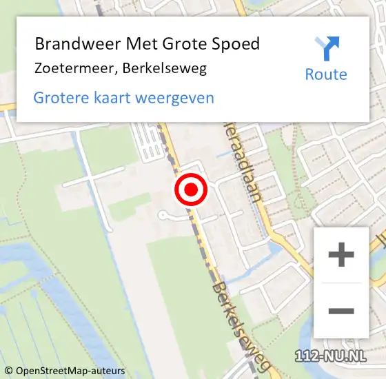 Locatie op kaart van de 112 melding: Brandweer Met Grote Spoed Naar Zoetermeer, Berkelseweg op 4 juli 2024 17:33