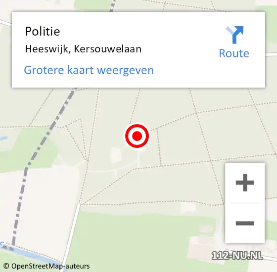 Locatie op kaart van de 112 melding: Politie Heeswijk, Kersouwelaan op 4 juli 2024 17:34