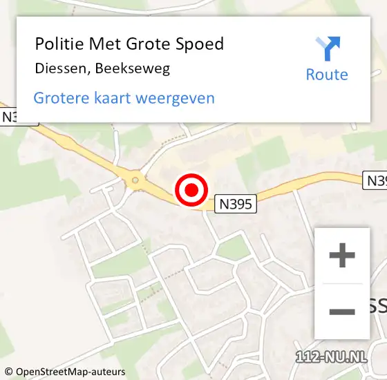 Locatie op kaart van de 112 melding: Politie Met Grote Spoed Naar Diessen, Beekseweg op 4 juli 2024 17:39