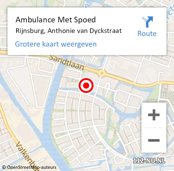 Locatie op kaart van de 112 melding: Ambulance Met Spoed Naar Rijnsburg, Anthonie van Dyckstraat op 4 juli 2024 17:42