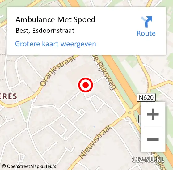 Locatie op kaart van de 112 melding: Ambulance Met Spoed Naar Best, Esdoornstraat op 11 oktober 2014 21:18