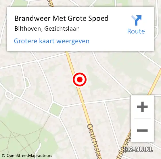 Locatie op kaart van de 112 melding: Brandweer Met Grote Spoed Naar Bilthoven, Gezichtslaan op 4 juli 2024 17:56