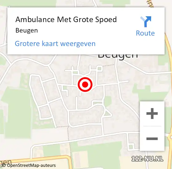 Locatie op kaart van de 112 melding: Ambulance Met Grote Spoed Naar Beugen op 4 juli 2024 18:05