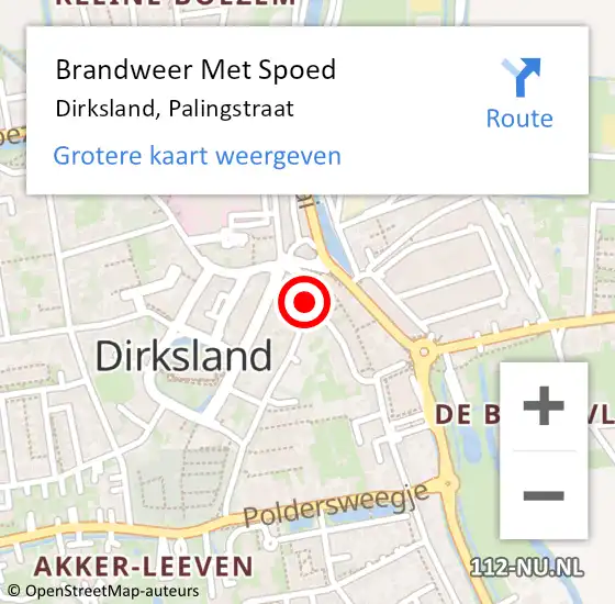 Locatie op kaart van de 112 melding: Brandweer Met Spoed Naar Dirksland, Palingstraat op 4 juli 2024 18:07