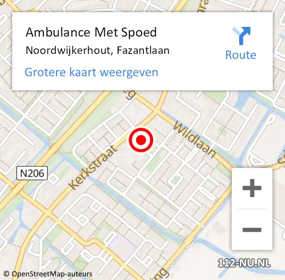 Locatie op kaart van de 112 melding: Ambulance Met Spoed Naar Noordwijkerhout, Fazantlaan op 4 juli 2024 18:13