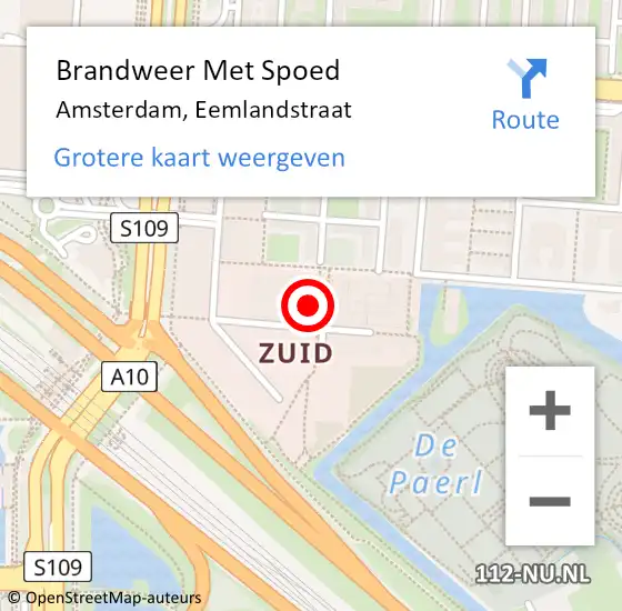 Locatie op kaart van de 112 melding: Brandweer Met Spoed Naar Amsterdam, Eemlandstraat op 4 juli 2024 18:17