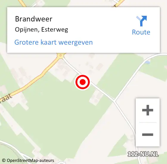 Locatie op kaart van de 112 melding: Brandweer Opijnen, Esterweg op 4 juli 2024 18:22