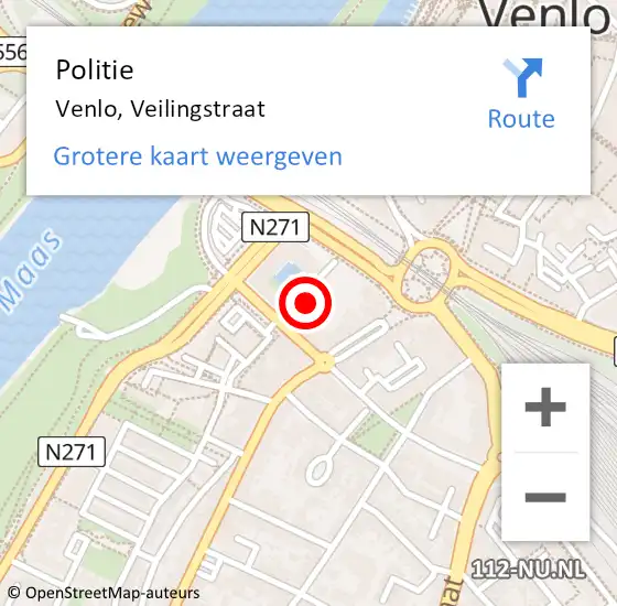 Locatie op kaart van de 112 melding: Politie Venlo, Veilingstraat op 4 juli 2024 18:33