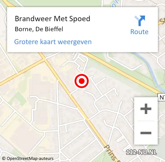 Locatie op kaart van de 112 melding: Brandweer Met Spoed Naar Borne, De Bieffel op 4 juli 2024 18:41