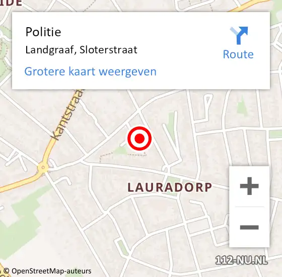 Locatie op kaart van de 112 melding: Politie Landgraaf, Sloterstraat op 4 juli 2024 19:01