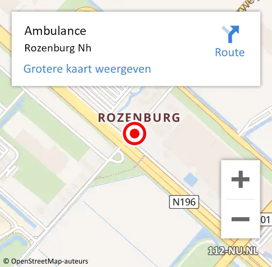 Locatie op kaart van de 112 melding: Ambulance Rozenburg op 4 juli 2024 19:03