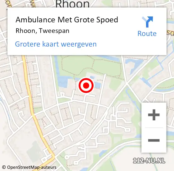 Locatie op kaart van de 112 melding: Ambulance Met Grote Spoed Naar Rhoon, Tweespan op 4 juli 2024 19:06