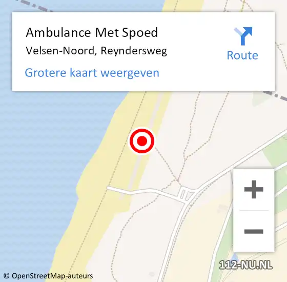 Locatie op kaart van de 112 melding: Ambulance Met Spoed Naar Velsen-Noord, Reyndersweg op 4 juli 2024 19:15
