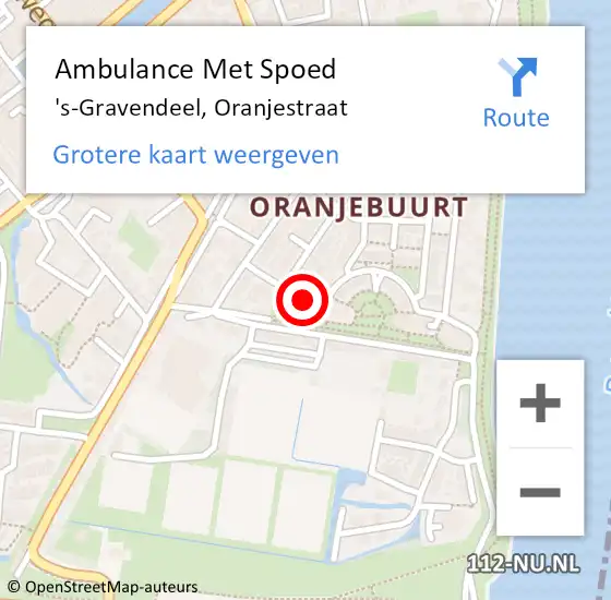 Locatie op kaart van de 112 melding: Ambulance Met Spoed Naar 's-Gravendeel, Oranjestraat op 4 juli 2024 19:17