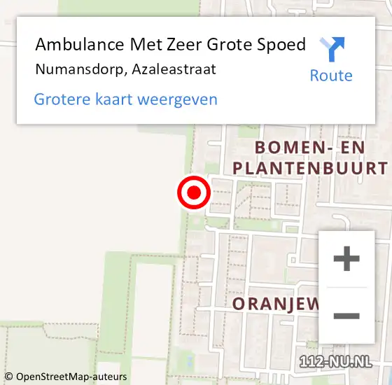 Locatie op kaart van de 112 melding: Ambulance Met Zeer Grote Spoed Naar Numansdorp, Azaleastraat op 4 juli 2024 19:28