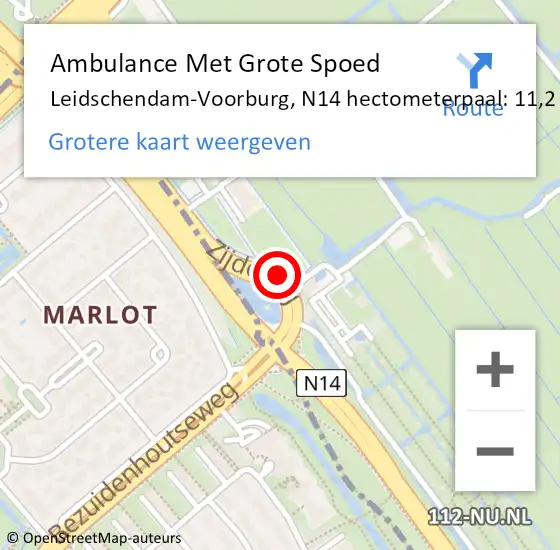 Locatie op kaart van de 112 melding: Ambulance Met Grote Spoed Naar Leidschendam-Voorburg, N14 hectometerpaal: 11,2 op 4 juli 2024 19:37
