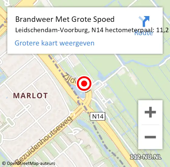 Locatie op kaart van de 112 melding: Brandweer Met Grote Spoed Naar Leidschendam-Voorburg, N14 hectometerpaal: 11,2 op 4 juli 2024 19:54