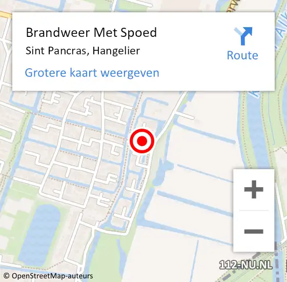 Locatie op kaart van de 112 melding: Brandweer Met Spoed Naar Sint Pancras, Hangelier op 11 oktober 2014 21:38