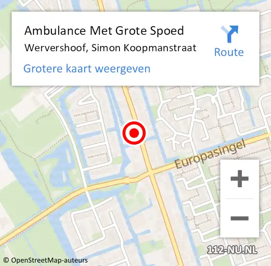 Locatie op kaart van de 112 melding: Ambulance Met Grote Spoed Naar Wervershoof, Simon Koopmanstraat op 4 juli 2024 20:02