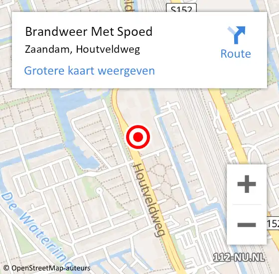 Locatie op kaart van de 112 melding: Brandweer Met Spoed Naar Zaandam, Houtveldweg op 4 juli 2024 20:02