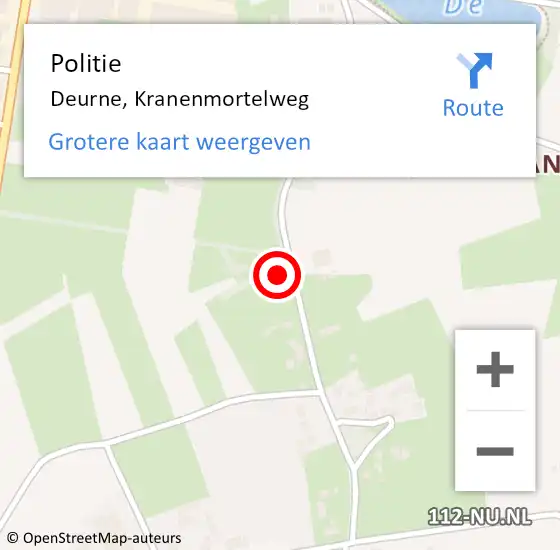 Locatie op kaart van de 112 melding: Politie Deurne, Kranenmortelweg op 4 juli 2024 20:06