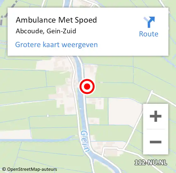 Locatie op kaart van de 112 melding: Ambulance Met Spoed Naar Abcoude, Gein-Zuid op 4 juli 2024 20:09