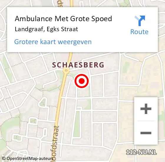 Locatie op kaart van de 112 melding: Ambulance Met Grote Spoed Naar Landgraaf, Egks Straat op 11 oktober 2014 21:39