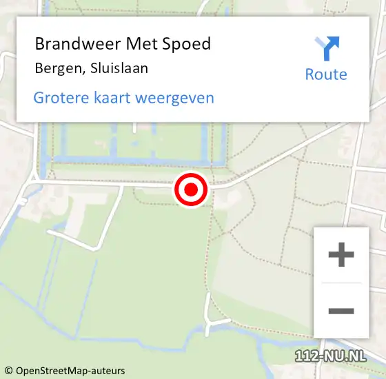 Locatie op kaart van de 112 melding: Brandweer Met Spoed Naar Bergen, Sluislaan op 4 juli 2024 20:28