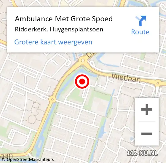 Locatie op kaart van de 112 melding: Ambulance Met Grote Spoed Naar Ridderkerk, Huygensplantsoen op 4 juli 2024 20:36