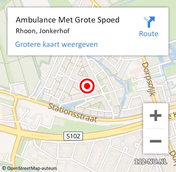 Locatie op kaart van de 112 melding: Ambulance Met Grote Spoed Naar Rhoon, Jonkerhof op 4 juli 2024 20:46