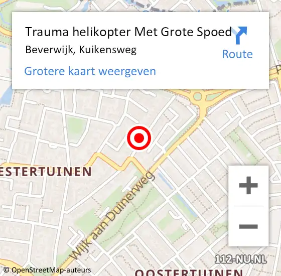Locatie op kaart van de 112 melding: Trauma helikopter Met Grote Spoed Naar Beverwijk, Kuikensweg op 4 juli 2024 21:07