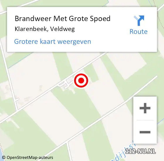 Locatie op kaart van de 112 melding: Brandweer Met Grote Spoed Naar Klarenbeek, Veldweg op 4 juli 2024 21:12