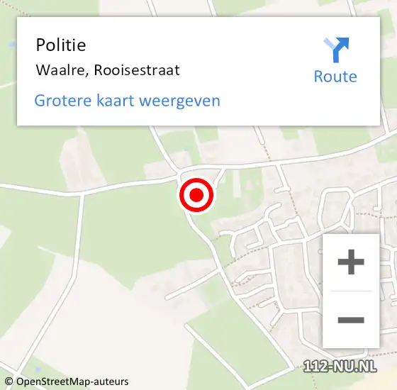 Locatie op kaart van de 112 melding: Politie Waalre, Rooisestraat op 4 juli 2024 21:24