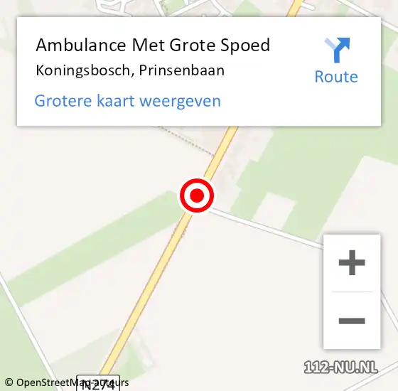 Locatie op kaart van de 112 melding: Ambulance Met Grote Spoed Naar Koningsbosch, Prinsenbaan op 11 oktober 2014 21:50