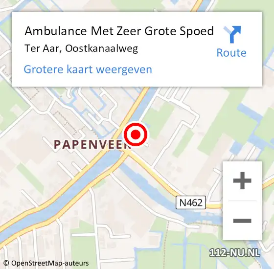 Locatie op kaart van de 112 melding: Ambulance Met Zeer Grote Spoed Naar Ter Aar, Oostkanaalweg op 4 juli 2024 21:25