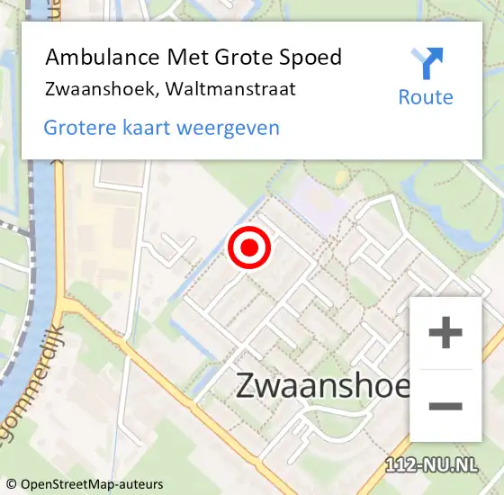 Locatie op kaart van de 112 melding: Ambulance Met Grote Spoed Naar Zwaanshoek, Waltmanstraat op 4 juli 2024 21:37